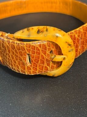Vintage Rare Patricia Von Musulin Alligator Belt w/Bakelite? Buckle 36”x1.5”